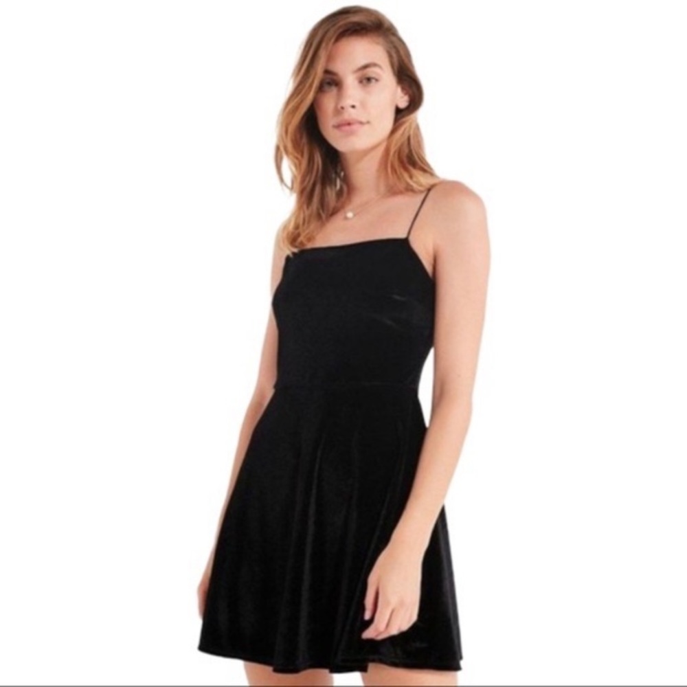 Urban Outfitters Velour Mini Black Dress